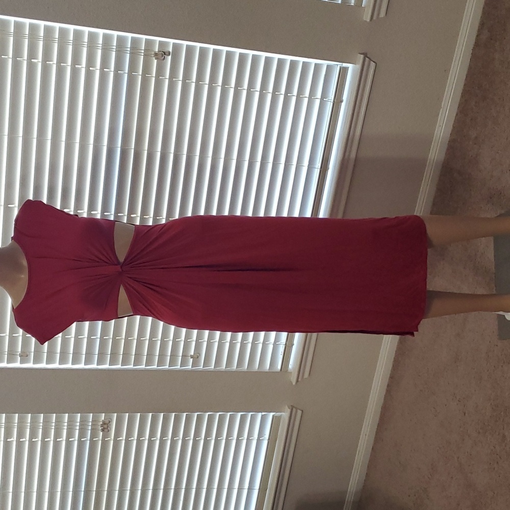 Rolla Coster m burnt orange side cut outs twisted knot seep side slit sexy midi